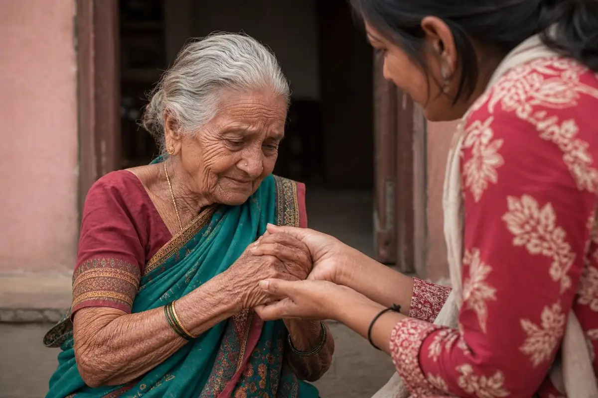 A hand that helps her stand again